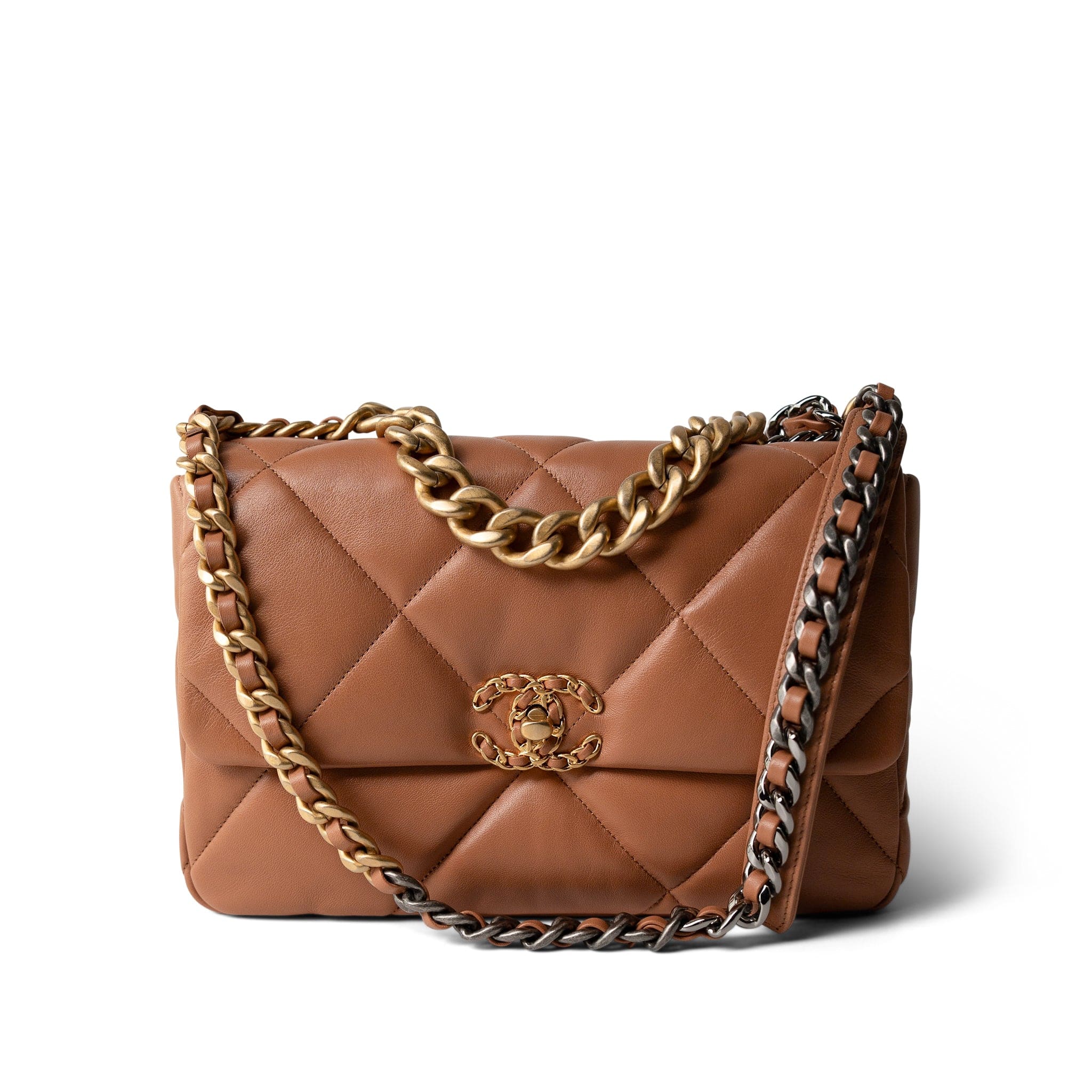 CHANEL Caramel 21P Caramel Quilted Large 19 Flap Mixed Hardware -Knockoff
