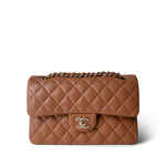 CHANEL Caramel 22S Caramel Lambskin Quilted Classic Flap Small Light Gold Hardware -Knockoff
