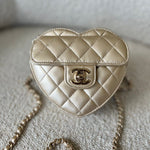 CHANEL Clutch 22S CC In Love Metallic Gold Lambskin Quilted Small (Clutch on Chain) Heart Bag LGHW -Knockoff
