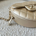 CHANEL Clutch 22S CC In Love Metallic Gold Lambskin Quilted Small (Clutch on Chain) Heart Bag LGHW -Knockoff
