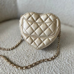 CHANEL Clutch 22S CC In Love Metallic Gold Lambskin Quilted Small (Clutch on Chain) Heart Bag LGHW -Knockoff
