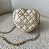 CHANEL Clutch 22S CC In Love Metallic Gold Lambskin Quilted Small (Clutch on Chain) Heart Bag LGHW -Knockoff
