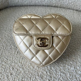 CHANEL Clutch 22S CC In Love Metallic Gold Lambskin Quilted Small (Clutch on Chain) Heart Bag LGHW -Knockoff
