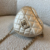 CHANEL Clutch 22S CC In Love Metallic Gold Lambskin Quilted Small (Clutch on Chain) Heart Bag LGHW -Knockoff
