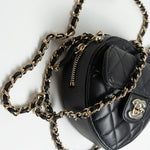 CHANEL Clutch Black 22S CC In Love Black Lambskin Quilted Small (Clutch on Chain) Heart Bag LGHW -Knockoff
