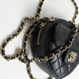 CHANEL Clutch Black 22S CC In Love Black Lambskin Quilted Small (Clutch on Chain) Heart Bag LGHW -Knockoff
