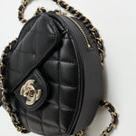 CHANEL Clutch Black 22S CC In Love Black Lambskin Quilted Small (Clutch on Chain) Heart Bag LGHW -Knockoff
