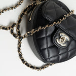 CHANEL Clutch Black 22S CC In Love Black Lambskin Quilted Small (Clutch on Chain) Heart Bag LGHW -Knockoff
