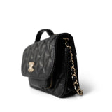 CHANEL Clutch Black Black Caviar Quilted Business Affinity Clutch With Chain Flap Light Gold Hardware -Knockoff
