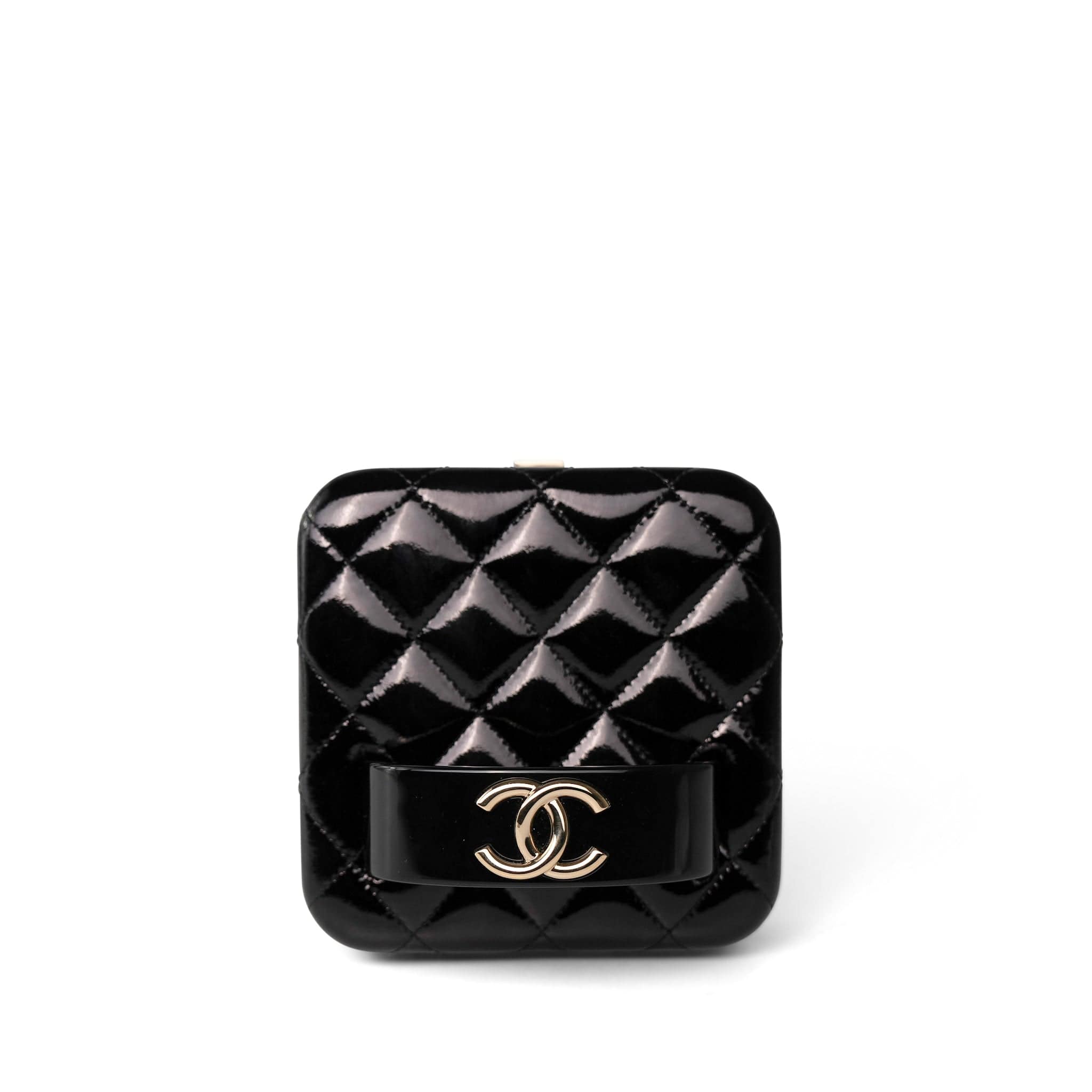 CHANEL Clutch Black Minaudiere CC Clutch Black w/ Light Gold -Knockoff
