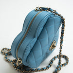 CHANEL Clutch Blue 22S CC In Love Blue Lambskin Quilted Small (Clutch on Chain) Heart Bag LGHW -Knockoff
