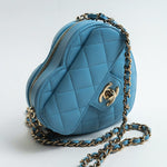 CHANEL Clutch Blue 22S CC In Love Blue Lambskin Quilted Small (Clutch on Chain) Heart Bag LGHW -Knockoff
