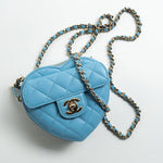 CHANEL Clutch Blue 22S CC In Love Blue Lambskin Quilted Small (Clutch on Chain) Heart Bag LGHW -Knockoff
