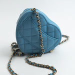 CHANEL Clutch Blue 22S CC In Love Blue Lambskin Quilted Small (Clutch on Chain) Heart Bag LGHW -Knockoff
