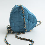 CHANEL Clutch Blue 22S CC In Love Blue Lambskin Quilted Small (Clutch on Chain) Heart Bag LGHW -Knockoff
