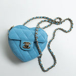 CHANEL Clutch Blue 22S CC In Love Blue Lambskin Quilted Small (Clutch on Chain) Heart Bag LGHW -Knockoff
