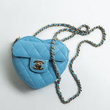 CHANEL Clutch Blue 22S CC In Love Blue Lambskin Quilted Small (Clutch on Chain) Heart Bag LGHW -Knockoff
