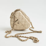 CHANEL Clutch Gold 22S CC In Love Metallic Gold Lambskin Quilted Small (Clutch on Chain) Heart Bag LGHW -Knockoff
