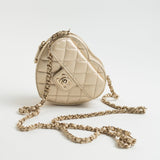 CHANEL Clutch Gold 22S CC In Love Metallic Gold Lambskin Quilted Small (Clutch on Chain) Heart Bag LGHW -Knockoff
