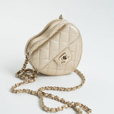 CHANEL Clutch Gold 22S CC In Love Metallic Gold Lambskin Quilted Small (Clutch on Chain) Heart Bag LGHW -Knockoff
