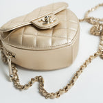 CHANEL Clutch Gold 22S CC In Love Metallic Gold Lambskin Quilted Small (Clutch on Chain) Heart Bag LGHW -Knockoff
