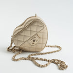 CHANEL Clutch Gold 22S CC In Love Metallic Gold Lambskin Quilted Small (Clutch on Chain) Heart Bag LGHW -Knockoff
