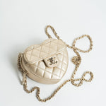 CHANEL Clutch Gold 22S CC In Love Metallic Gold Lambskin Quilted Small (Clutch on Chain) Heart Bag LGHW -Knockoff
