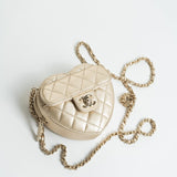 CHANEL Clutch Gold 22S CC In Love Metallic Gold Lambskin Quilted Small (Clutch on Chain) Heart Bag LGHW -Knockoff
