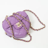 CHANEL Clutch Purple 22S CC In Love Purple Lambskin Quilted Small (clutch with Chain) Heart Bag LGHW -Knockoff
