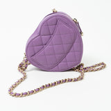 CHANEL Clutch Purple 22S CC In Love Purple Lambskin Quilted Small (clutch with Chain) Heart Bag LGHW -Knockoff
