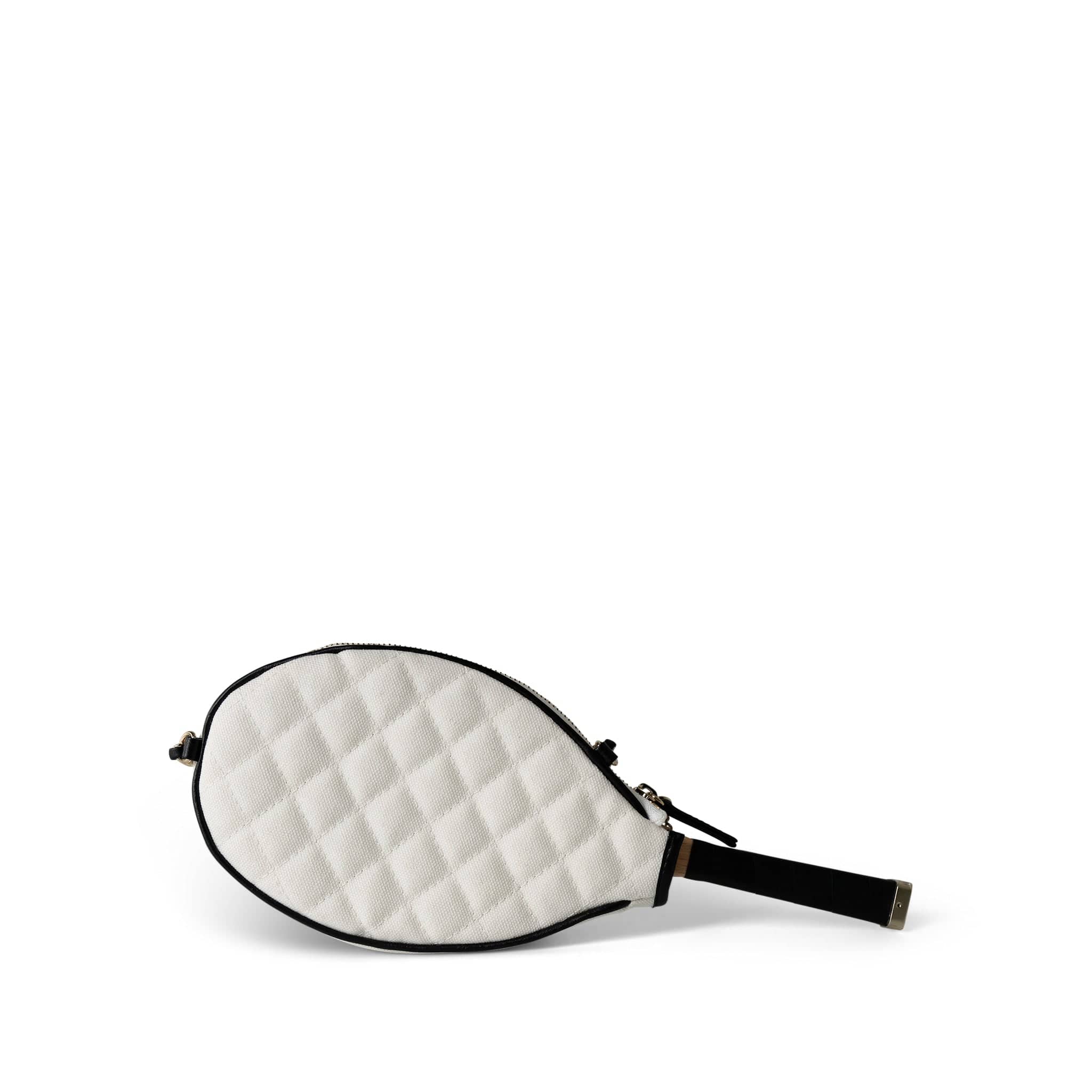 CHANEL Clutch White 23C Tennis Racket Mirror Vanity Clutch with Chain White & Black W/ LGHW -Knockoff
