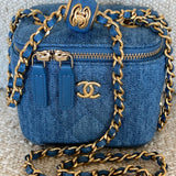 CHANEL Cosmetic Cases 22C Micro Denim Vanity Pearl Crush -Knockoff
