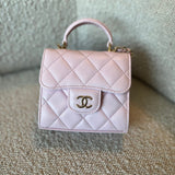 CHANEL Cosmetic Cases 22P Light Pink Lambskin Quilted Micro Vanity w/ Top Handle -Knockoff
