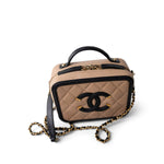 CHANEL Cosmetic Cases Beige CC Filigree Small Vanity Case Beige Black -Knockoff
