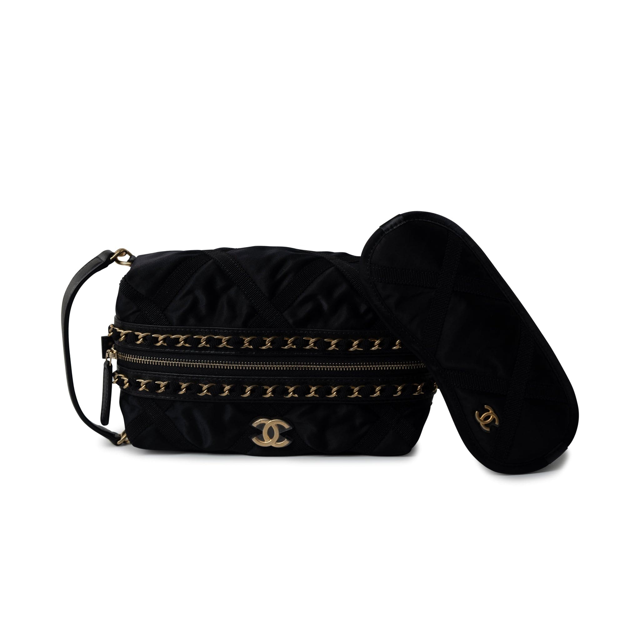 CHANEL Cosmetic Cases Black 22P CC Travel Pouch With Sleep Mask -Knockoff
