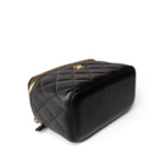 CHANEL Cosmetic Cases Black Black Lambskin Quilted Pearl Crush Vanity Case With Chain Antique Gold -Knockoff
