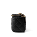 CHANEL Cosmetic Cases Black Black Lambskin Quilted Pearl Crush Vanity Case With Chain Antique Gold -Knockoff
