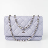 CHANEL Crossbody 21K Lavender Caviar Quilted Wallet On Chain WOC Silver Hardware -Knockoff
