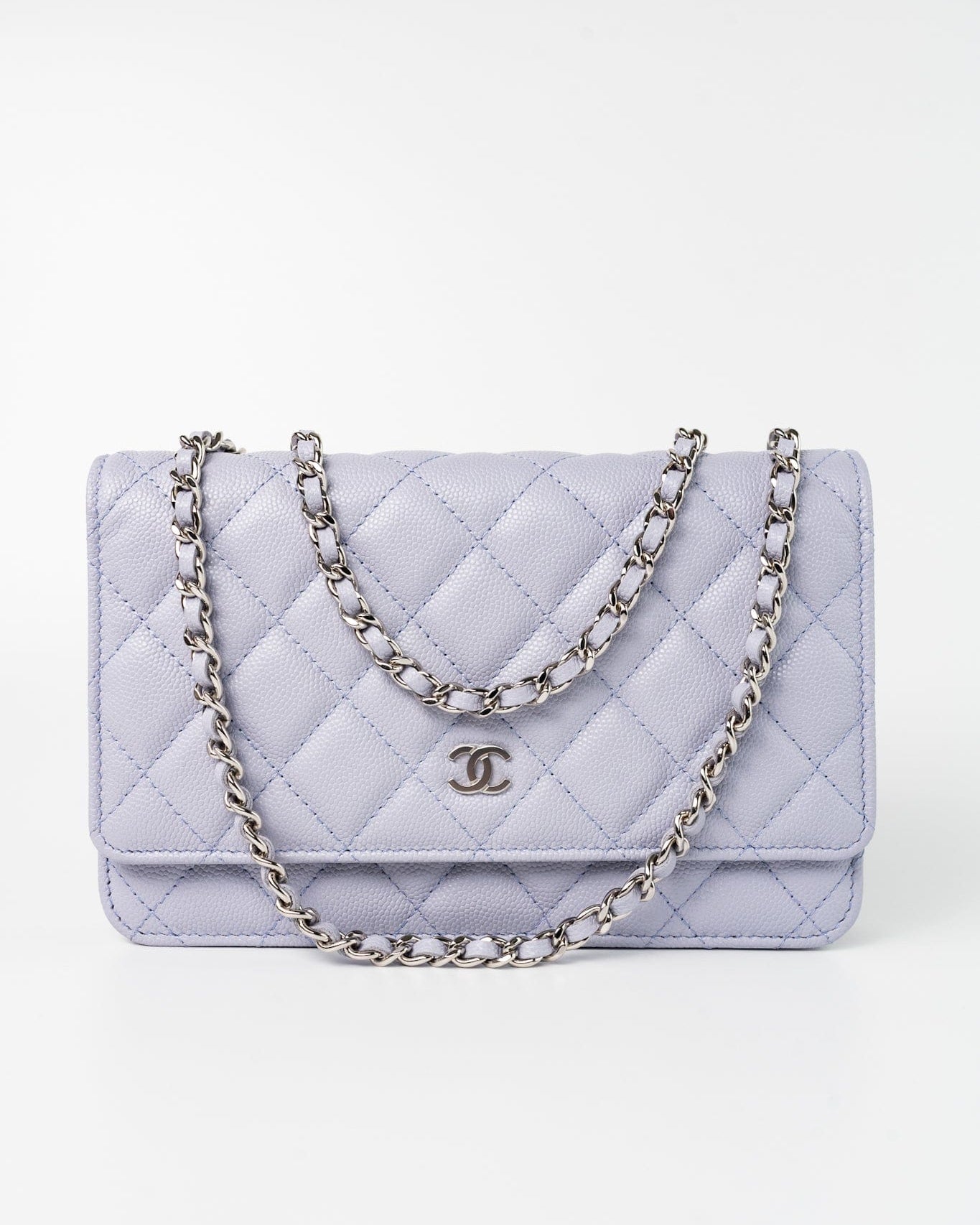 CHANEL Crossbody 21K Lavender Caviar Quilted Wallet On Chain WOC Silver Hardware -Knockoff
