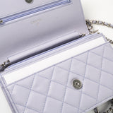 CHANEL Crossbody 21K Lavender Caviar Quilted Wallet On Chain WOC Silver Hardware -Knockoff
