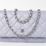 CHANEL Crossbody 21K Lavender Caviar Quilted Wallet On Chain WOC Silver Hardware -Knockoff
