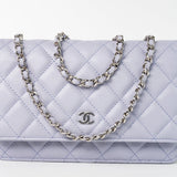 CHANEL Crossbody 21K Lavender Caviar Quilted Wallet On Chain WOC Silver Hardware -Knockoff
