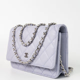 CHANEL Crossbody 21K Lavender Caviar Quilted Wallet On Chain WOC Silver Hardware -Knockoff
