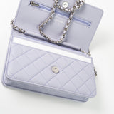 CHANEL Crossbody 21K Lavender Caviar Quilted Wallet On Chain WOC Silver Hardware -Knockoff
