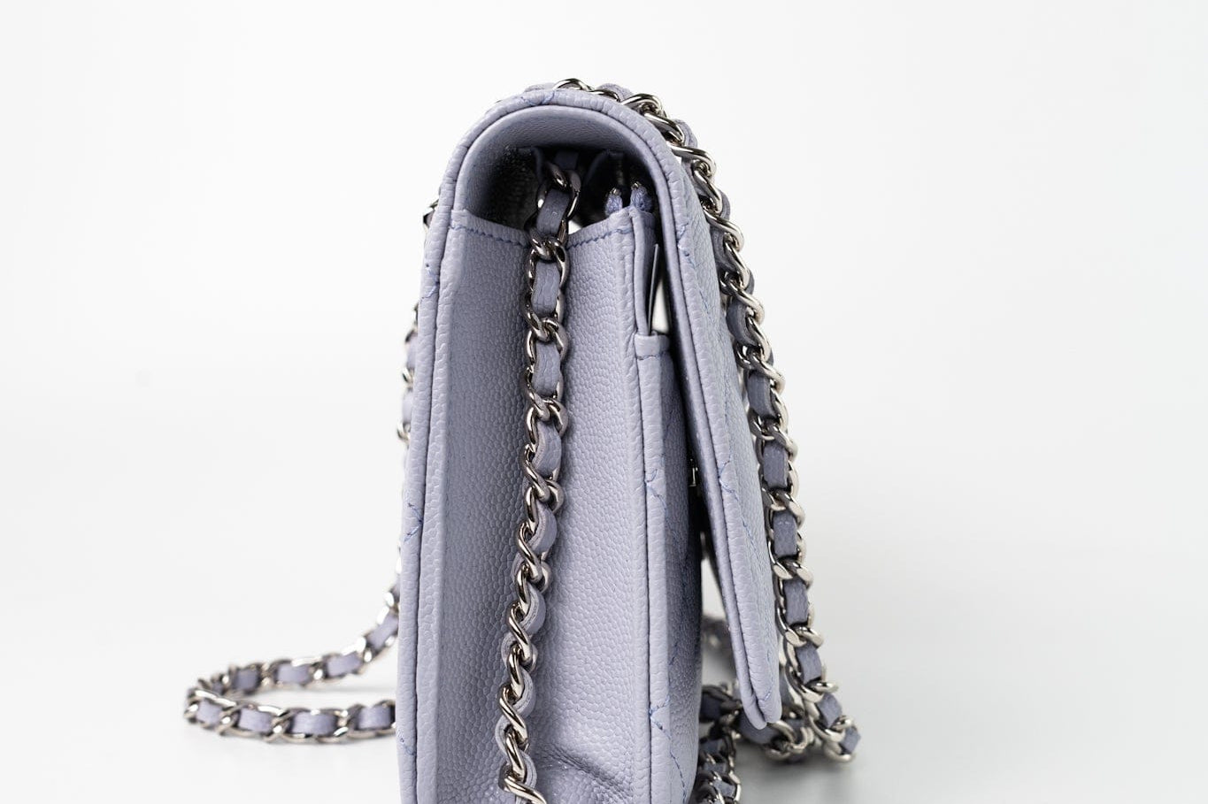 CHANEL Crossbody 21K Lavender Caviar Quilted Wallet On Chain WOC Silver Hardware -Knockoff
