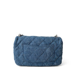 CHANEL Crossbody Single flap Blue Denim Quilted Camelia Mini Flap Aged Silver Hardware -Knockoff
