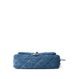 CHANEL Crossbody Single flap Blue Denim Quilted Camelia Mini Flap Aged Silver Hardware -Knockoff
