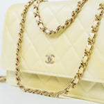 CHANEL Crossbody Yellow 23S Iridescent Yellow Lambskin Quilted Wallet On Chain (WOC) Light Gold Hardware -Knockoff
