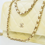 CHANEL Crossbody Yellow 23S Iridescent Yellow Lambskin Quilted Wallet On Chain (WOC) Light Gold Hardware -Knockoff
