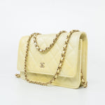 CHANEL Crossbody Yellow 23S Iridescent Yellow Lambskin Quilted Wallet On Chain (WOC) Light Gold Hardware -Knockoff
